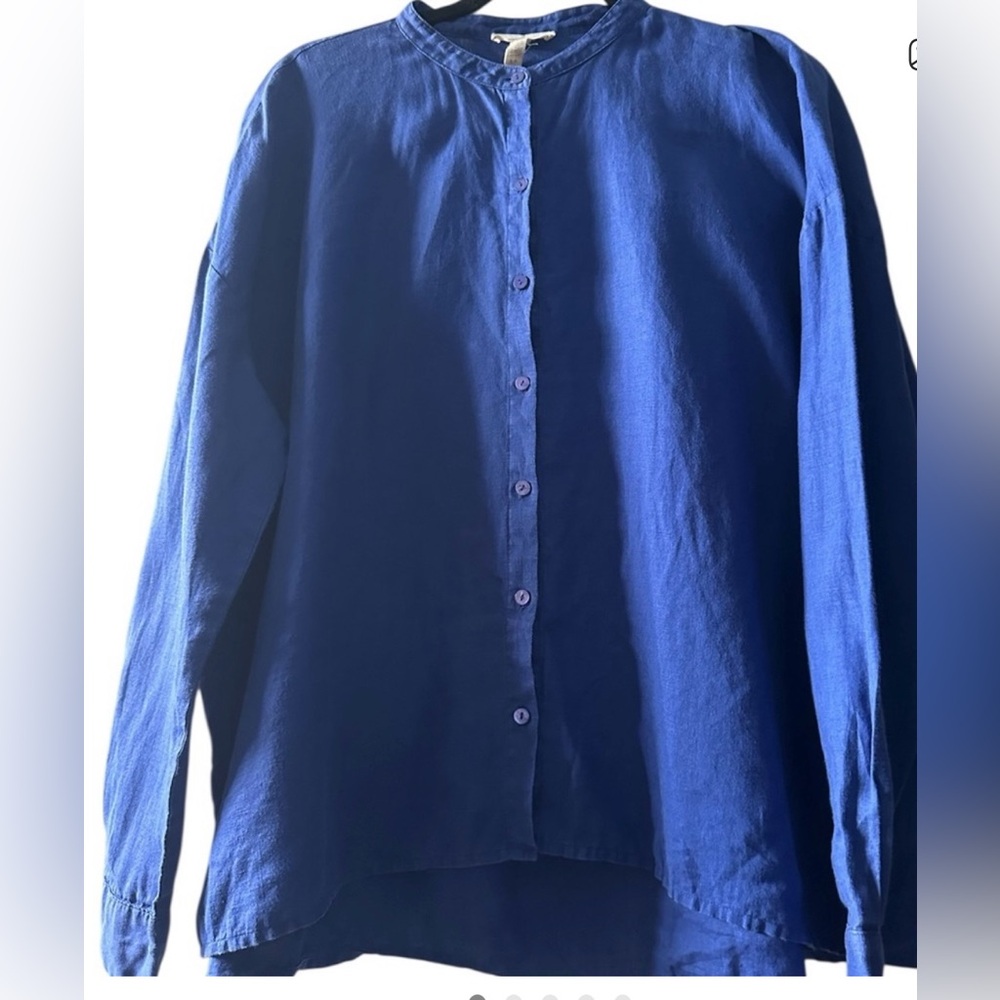 Eileen Fisher Blue Button-Up Shirt